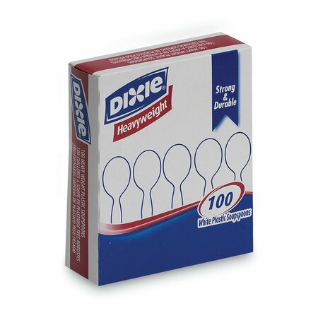 Dixie Plastic Cutlery, Heavyweight Soup Spoons, White, 100PK SH207